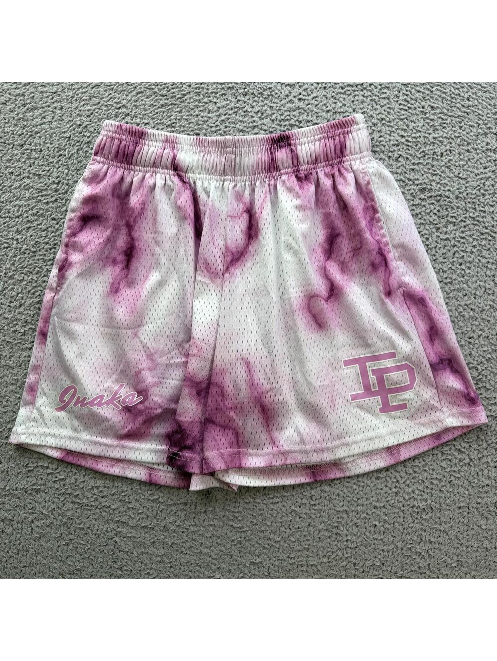 Inaka Power Pink Tie Dye Mesh Gym Shorts Small Athletic Training Streetwear Gym